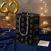 40th Birthday 1986 Black Gold Chic Elegant Medium Cadeauzakje