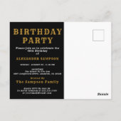 40th Birthday 1986 Black Gold Legend Invitation Briefkaart (Achterkant)