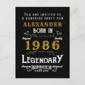 40th Birthday 1986 Black Gold Legend Invitation Briefkaart (Voorkant)