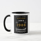 40th Birthday 1986 Legend Retro Black Personalized Mok (Links)