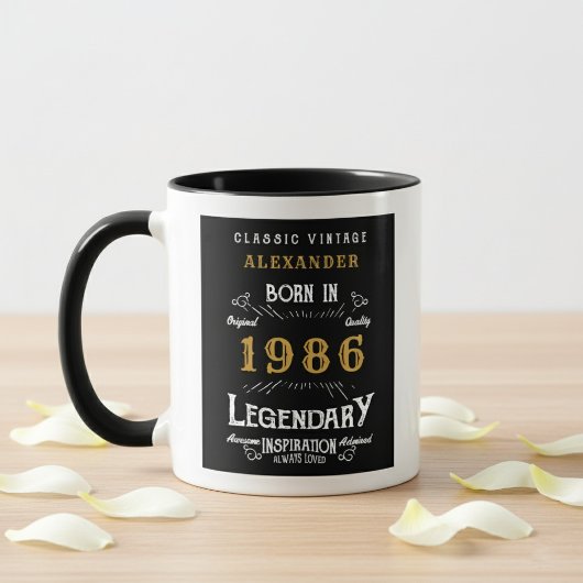 40th Birthday 1986 Legend Retro Black Personalized Mok
