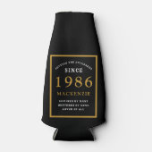 40th Birthday 1986 Name Elegant Chic Black Gold Flesjeskoeler (Voorkant)