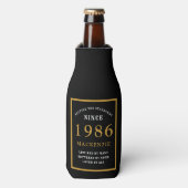 40th Birthday 1986 Name Elegant Chic Black Gold Flesjeskoeler (Fles Voorkant)