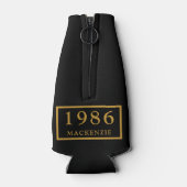 40th Birthday 1986 Name Elegant Chic Black Gold Flesjeskoeler (Achterkant)