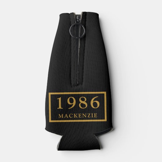 40th Birthday 1986 Name Elegant Chic Black Gold Flesjeskoeler (Achterkant)