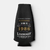 40th Birthday 1986 Name Legend Chic Black Gold Flesjeskoeler (Voorkant)