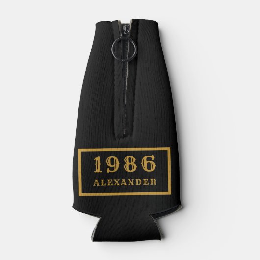 40th Birthday 1986 Name Legend Chic Black Gold Flesjeskoeler (Achterkant)