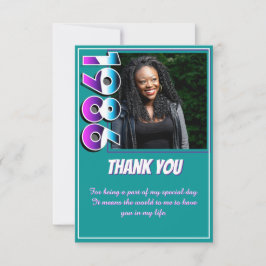 40th Birthday 1986 Retro Checkered Vintage Photo Bedankkaart