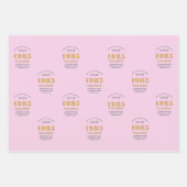 40th Birthday 1986 Voeg naam toe Pink Grey Inpakpapier Vel (Voorkant 3)