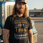 40th Birthday Add Jouw naam Born 1985 Legendarisch T-shirt<br><div class="desc">40e verjaardag geboren in 1985 Voeg jouw naam Tshirt toe. Bewerk de naam en het jaar met de opgegeven sjabloon. Een prachtige aangepaste zwarte verjaardag Tshirt. Meer geschenken en feestartikelen beschikbaar met het "Legendary" -ontwerp in de winkel.</div>
