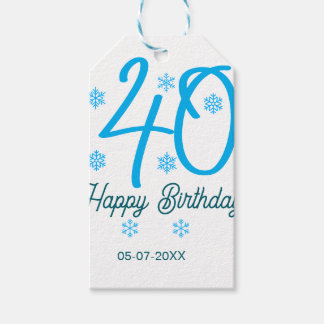 40th birthday add name date year blue template cadeaulabel