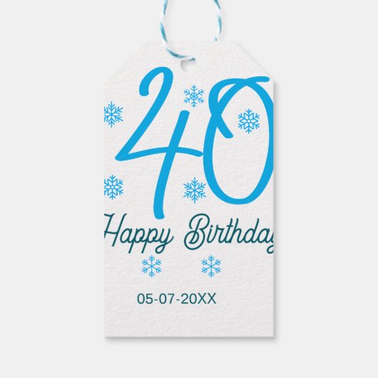 40th birthday add name date year blue template cadeaulabel (Achterkant)
