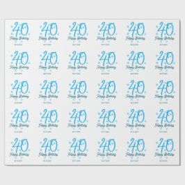 40th birthday add name date year blue template cadeaupapier