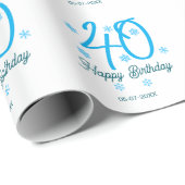 40th birthday add name date year blue template cadeaupapier (Rol Hoek)