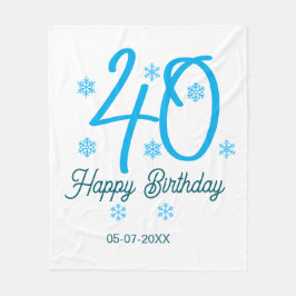 40th birthday add name date year blue template fleece deken