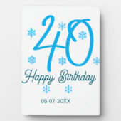 40th birthday add name date year blue template fotoplaat (voorkant)