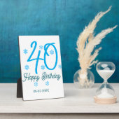40th birthday add name date year blue template fotoplaat (Zijkant)