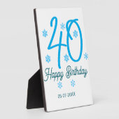 40th birthday add name date year blue template fotoplaat (Zijkant)