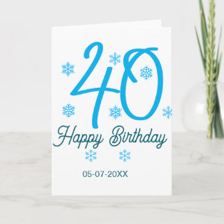 40th birthday add name date year blue template kaart