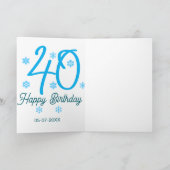 40th birthday add name date year blue template kaart (Binnen)