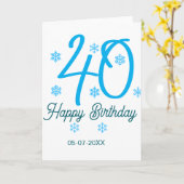 40th birthday add name date year blue template kaart (Gele Bloem)