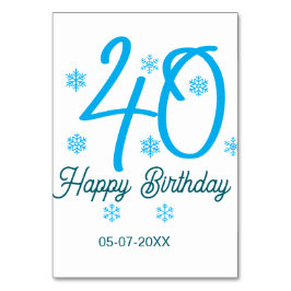 40th birthday add name date year blue template kaart