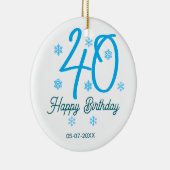 40th birthday add name date year blue template keramisch ornament (Rechts)