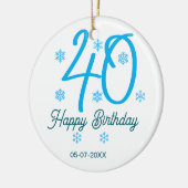 40th birthday add name date year blue template keramisch ornament (Links)