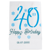 40th birthday add name date year blue template medium cadeauzakje (Achterkant)
