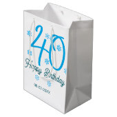 40th birthday add name date year blue template medium cadeauzakje (Achterkant Gekanteld)