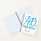 40th birthday add name date year blue template notitieboek (Binnen)