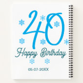 40th birthday add name date year blue template notitieboek (Achterkant)