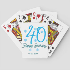 40th birthday add name date year blue template pokerkaarten