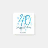 40th birthday add name date year blue template post-it® notes (Voorkant)