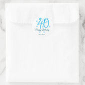 40th birthday add name date year blue template ronde sticker (Tas)