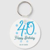 40th birthday add name date year blue template sleutelhanger (Achterkant)
