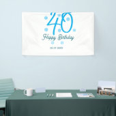 40th birthday add name date year blue template spandoek (Beurs)