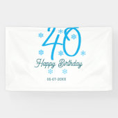 40th birthday add name date year blue template spandoek (Horizontaal)