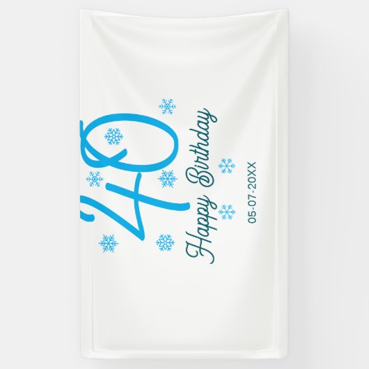 40th birthday add name date year blue template spandoek (Verticaal)