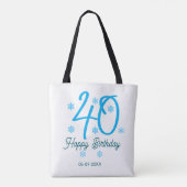 40th birthday add name date year blue template tote bag (Achterkant)