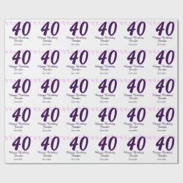 40th birthday add name date year purple floral pin cadeaupapier