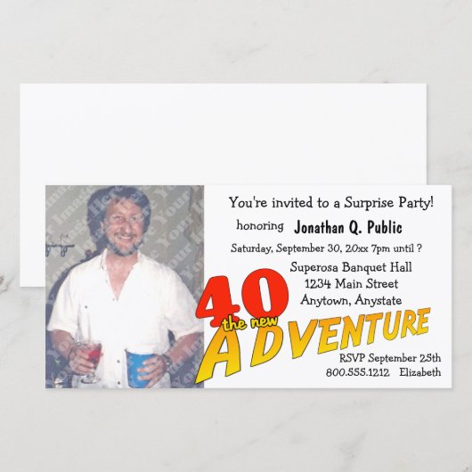 40th Birthday Adventure Party Photo Invitation (Voorkant / Achterkant)