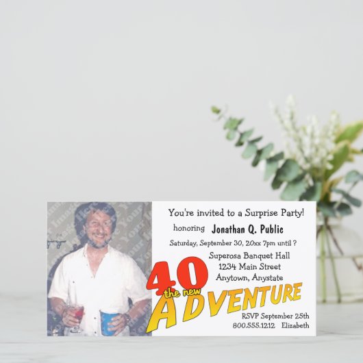 40th Birthday Adventure Party Photo Invitation (Staand voorkant)