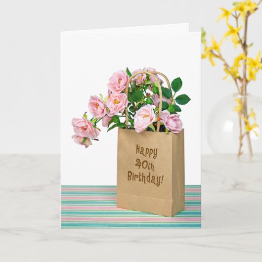 40th Birthday Bag Kaart (Gele Bloem)
