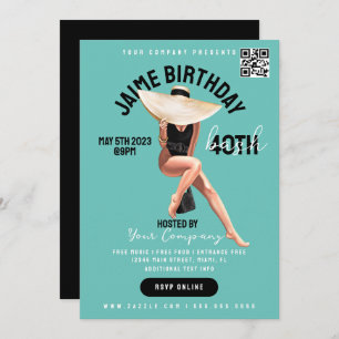 40th Birthday Bash Event Club Style Flyers B Kaart