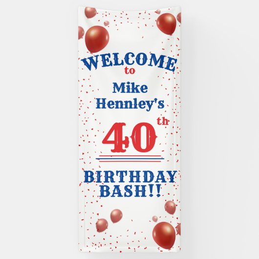 40th Birthday Bash - Feest - Opknoping Welkom Spandoek (Verticaal)