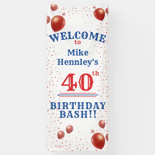 40th Birthday Bash - Feest - Opknoping Welkom Spandoek (Verticaal)