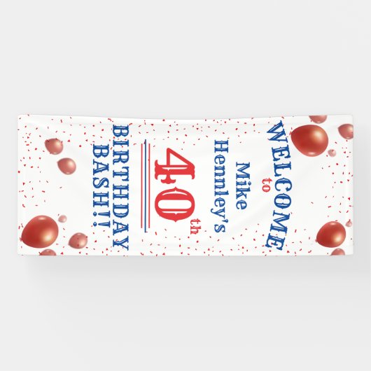 40th Birthday Bash - Feest - Opknoping Welkom Spandoek (Horizontaal)