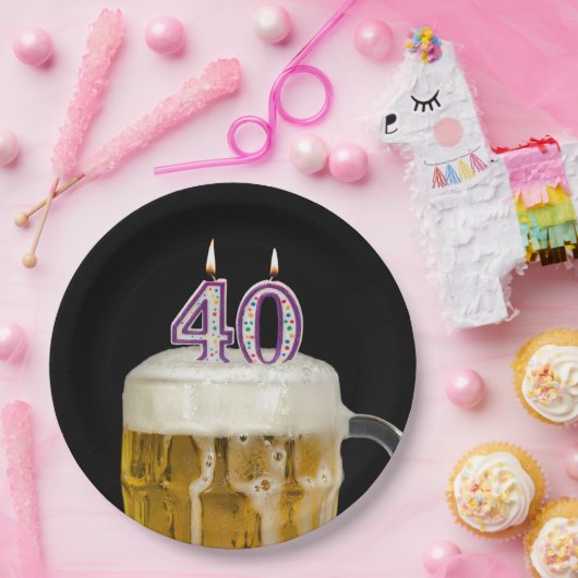 40th Birthday Bier op zwart papier Bord (Feest)