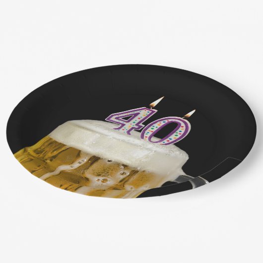 40th Birthday Bier op zwart papier Bord (Gekanteld)